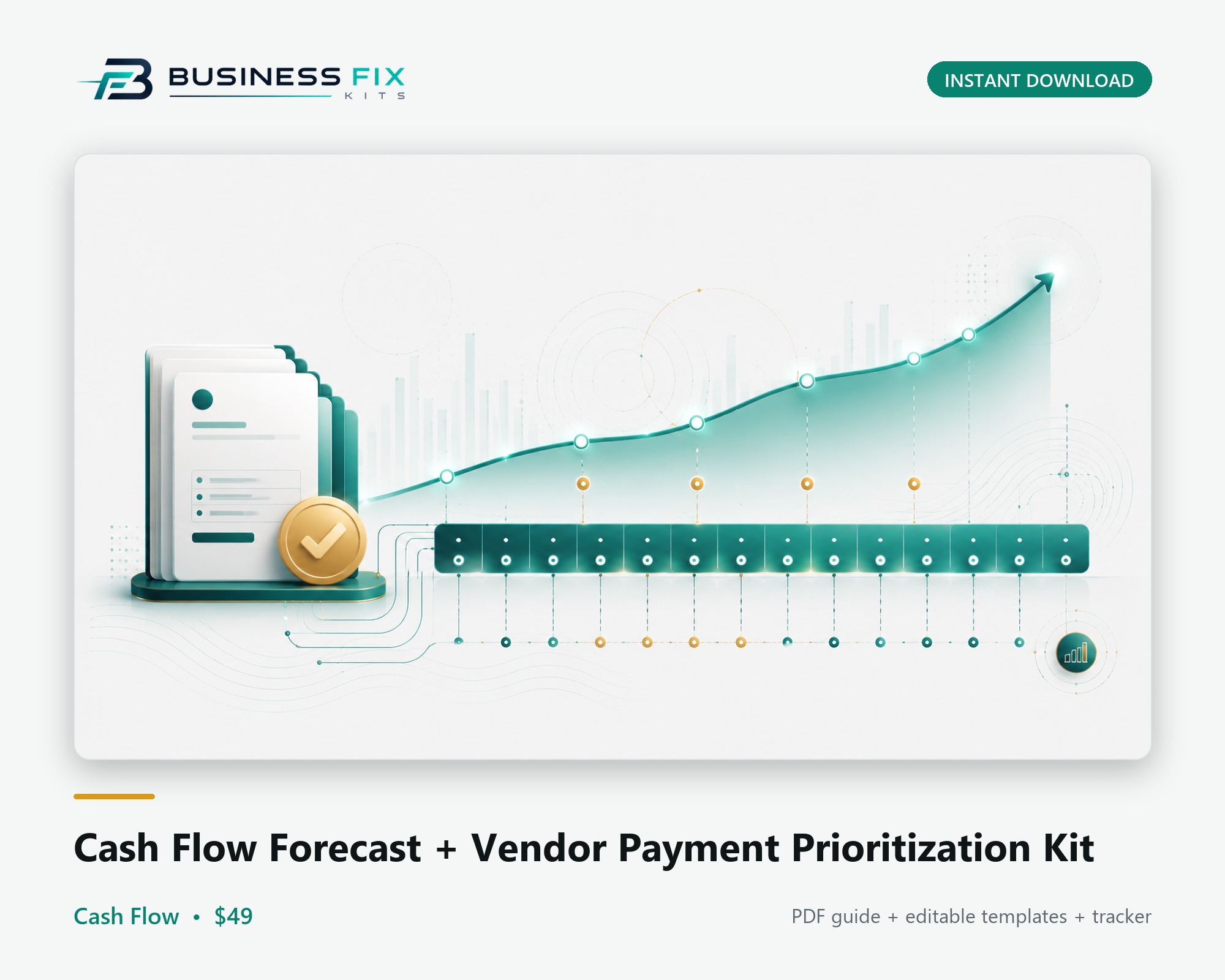 Cash Flow Forecast + Vendor Payment Prioritization Kit illustrated overview