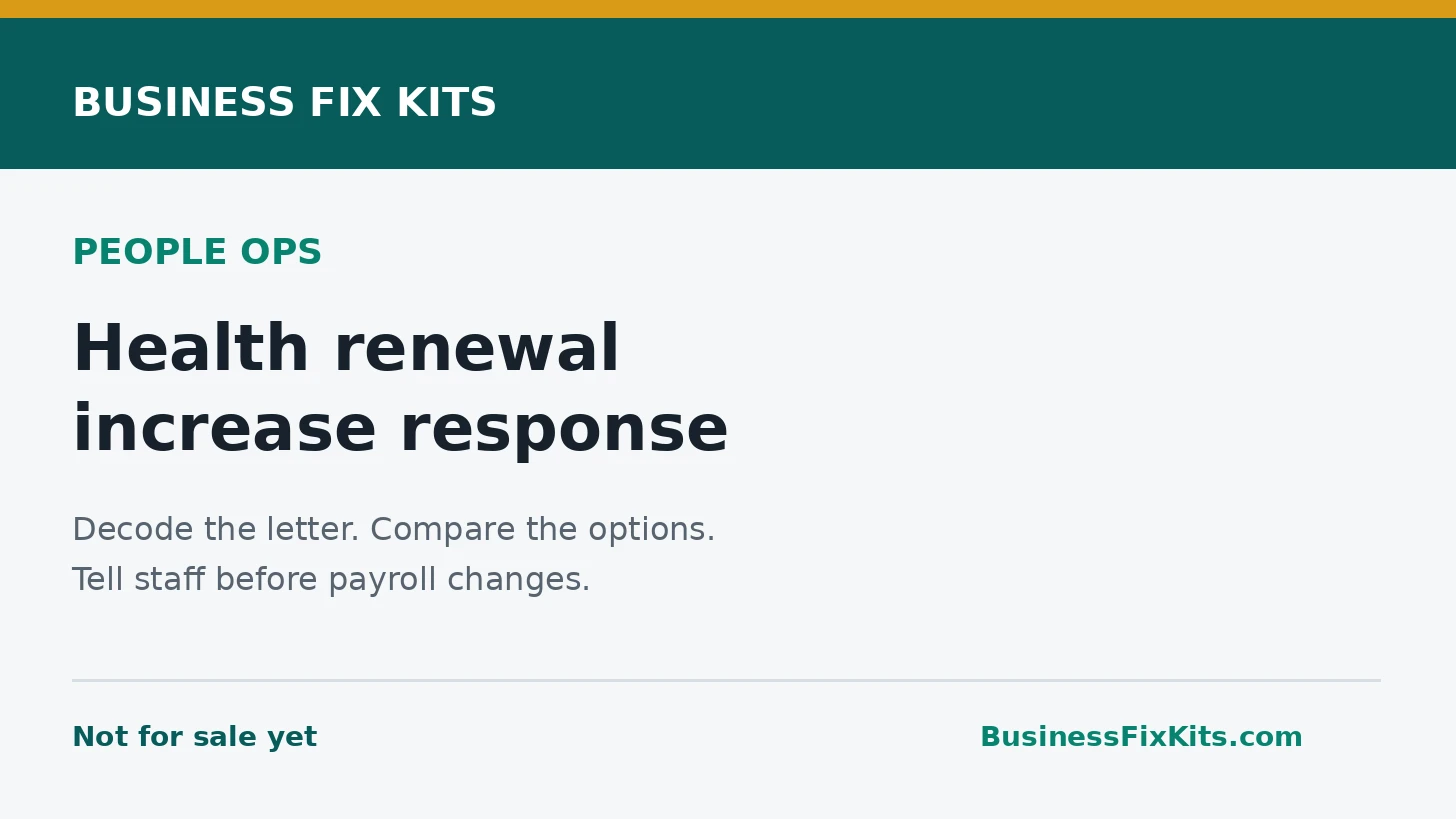 Small Business Health Insurance Renewal Increase Response Kit illustrated overview