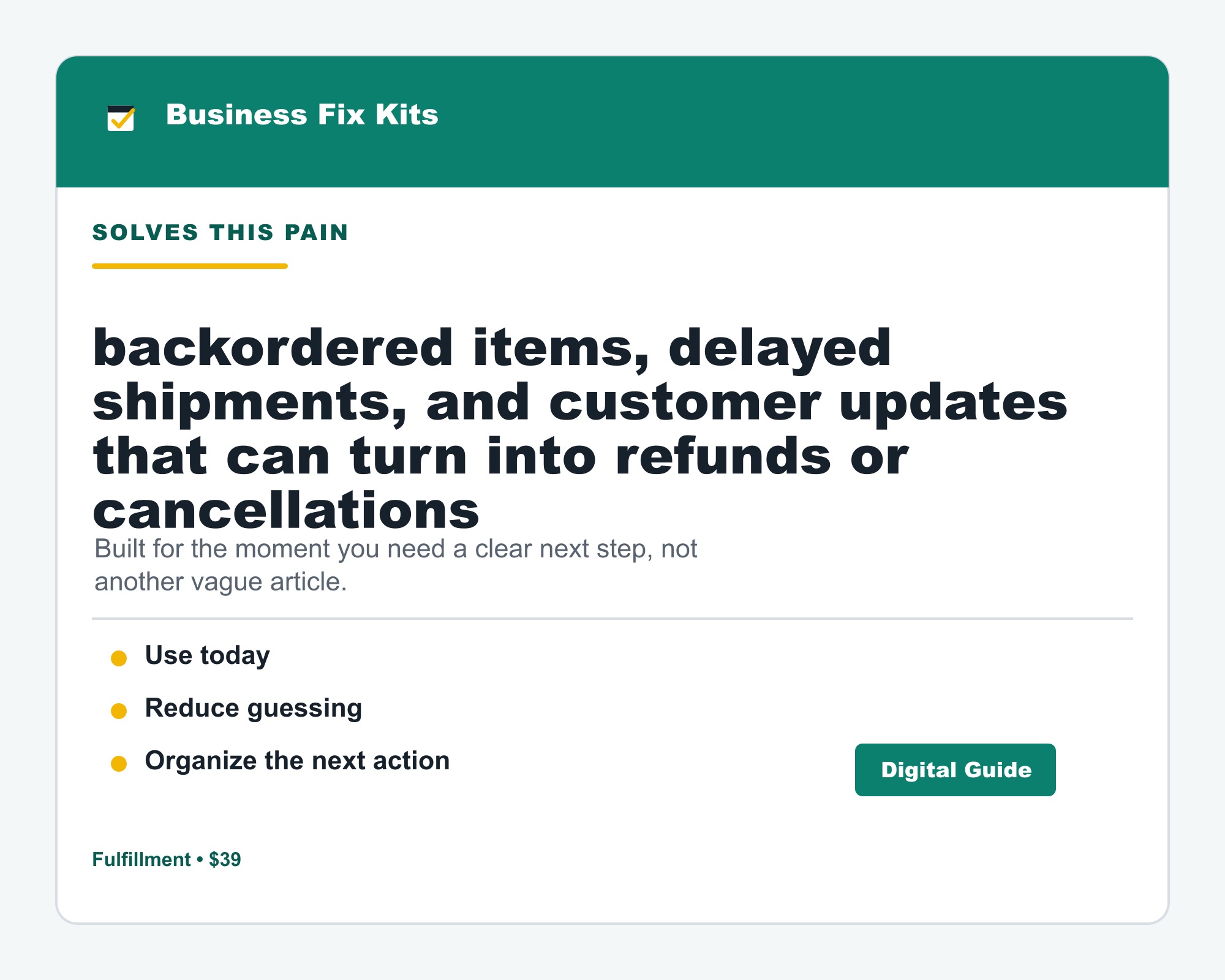 Backorder Delay + Customer Save-the-Sale Kit product photo