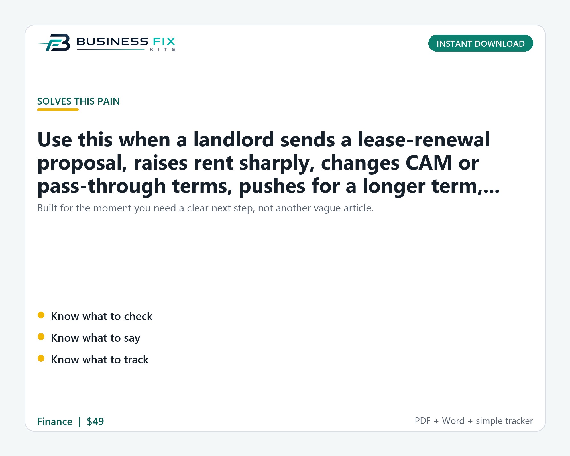 Commercial Lease Renewal + Rent Increase Response Kit product photo
