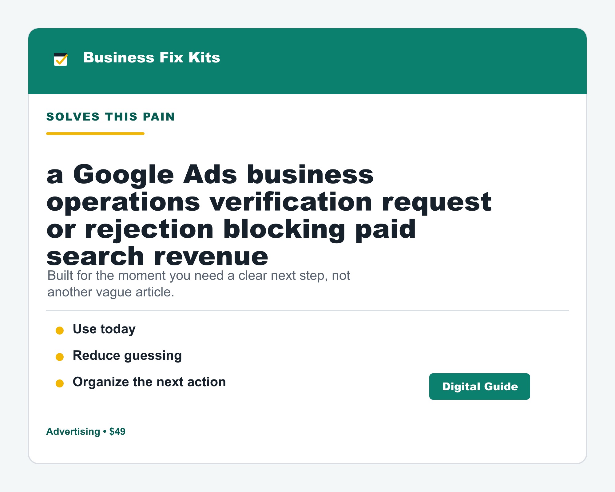 Google Ads Business Operations Verification Kit product photo