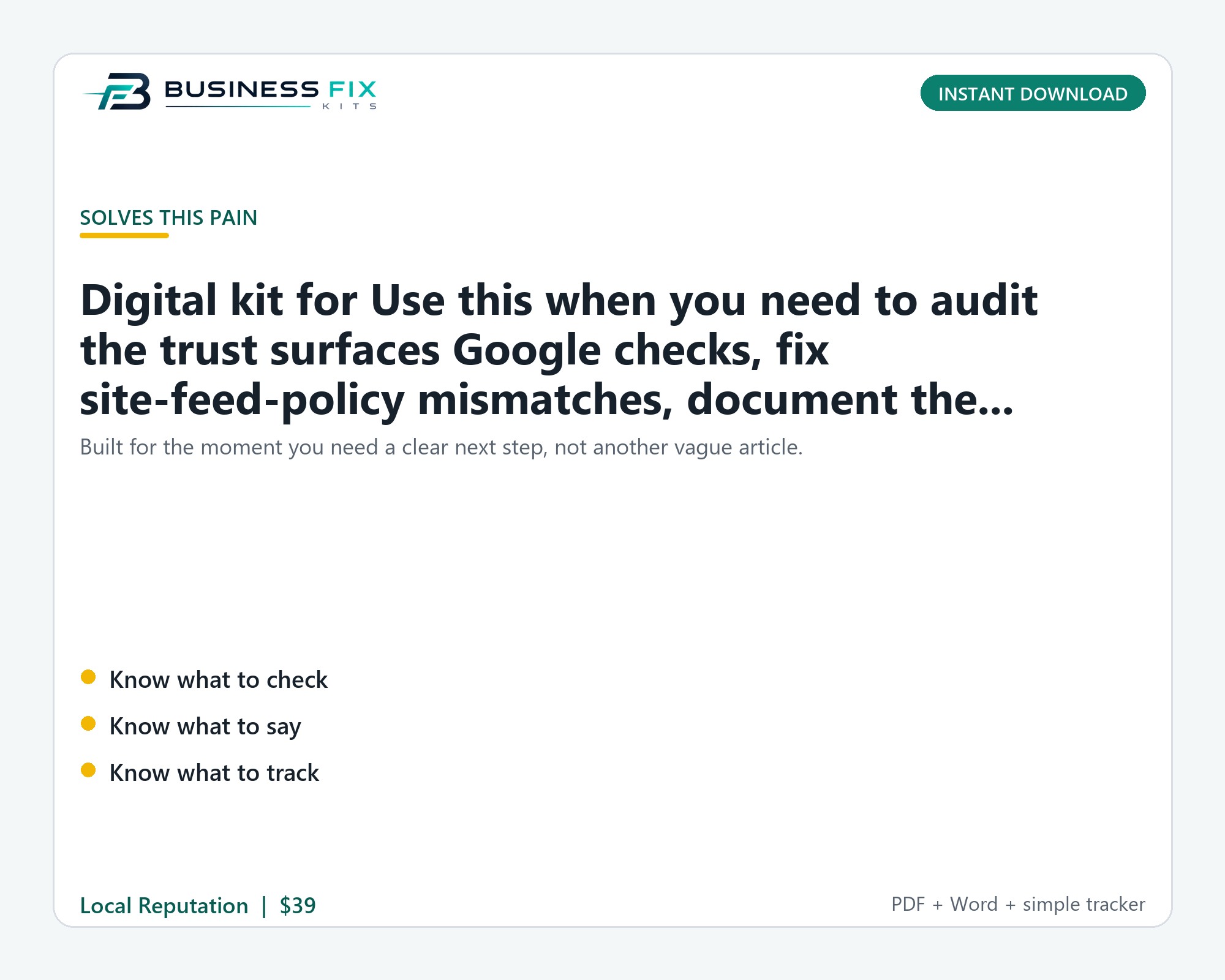 Google Merchant Center Misrepresentation Recovery Kit product photo