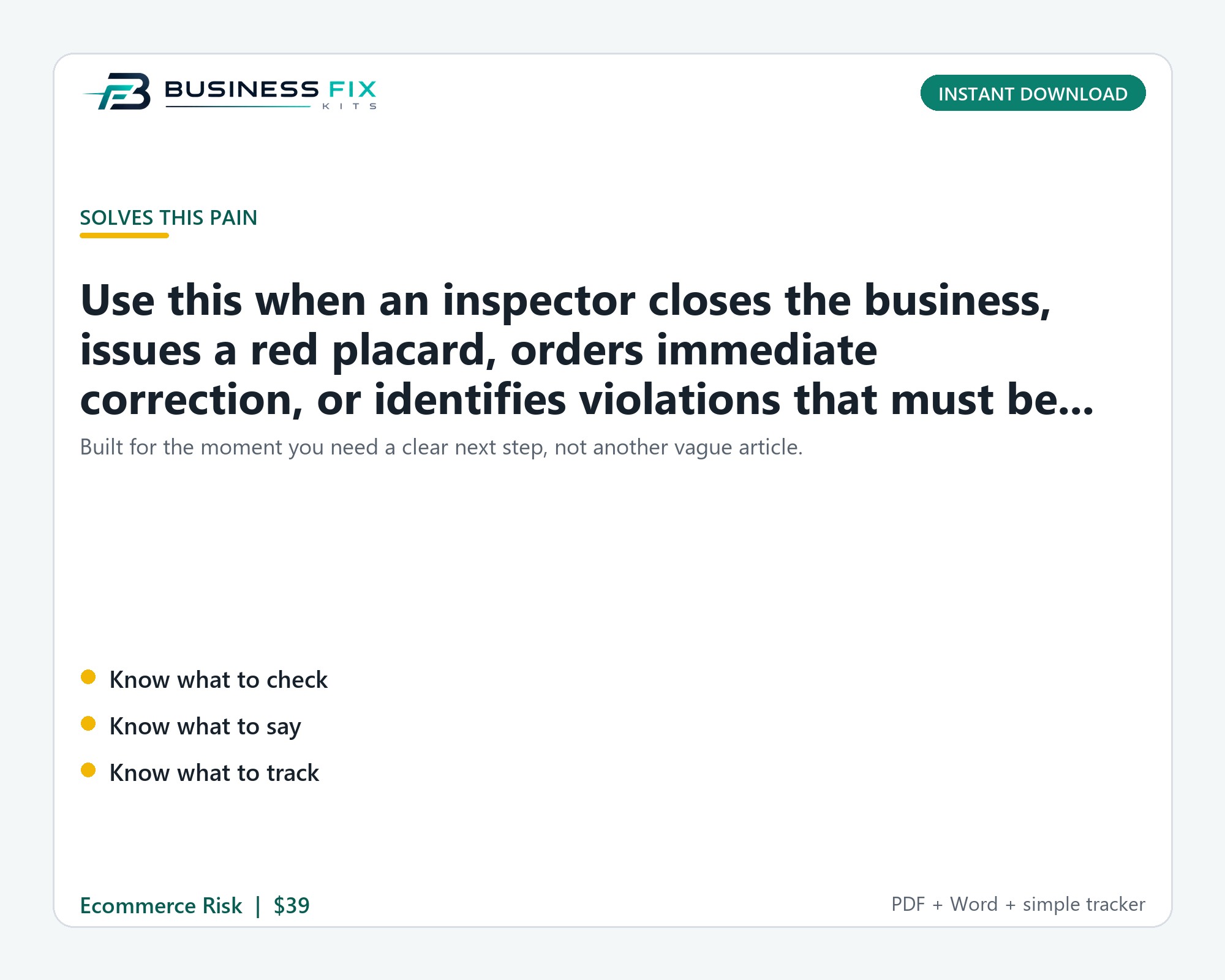 Health Department Closure Order Reopening Kit product preview