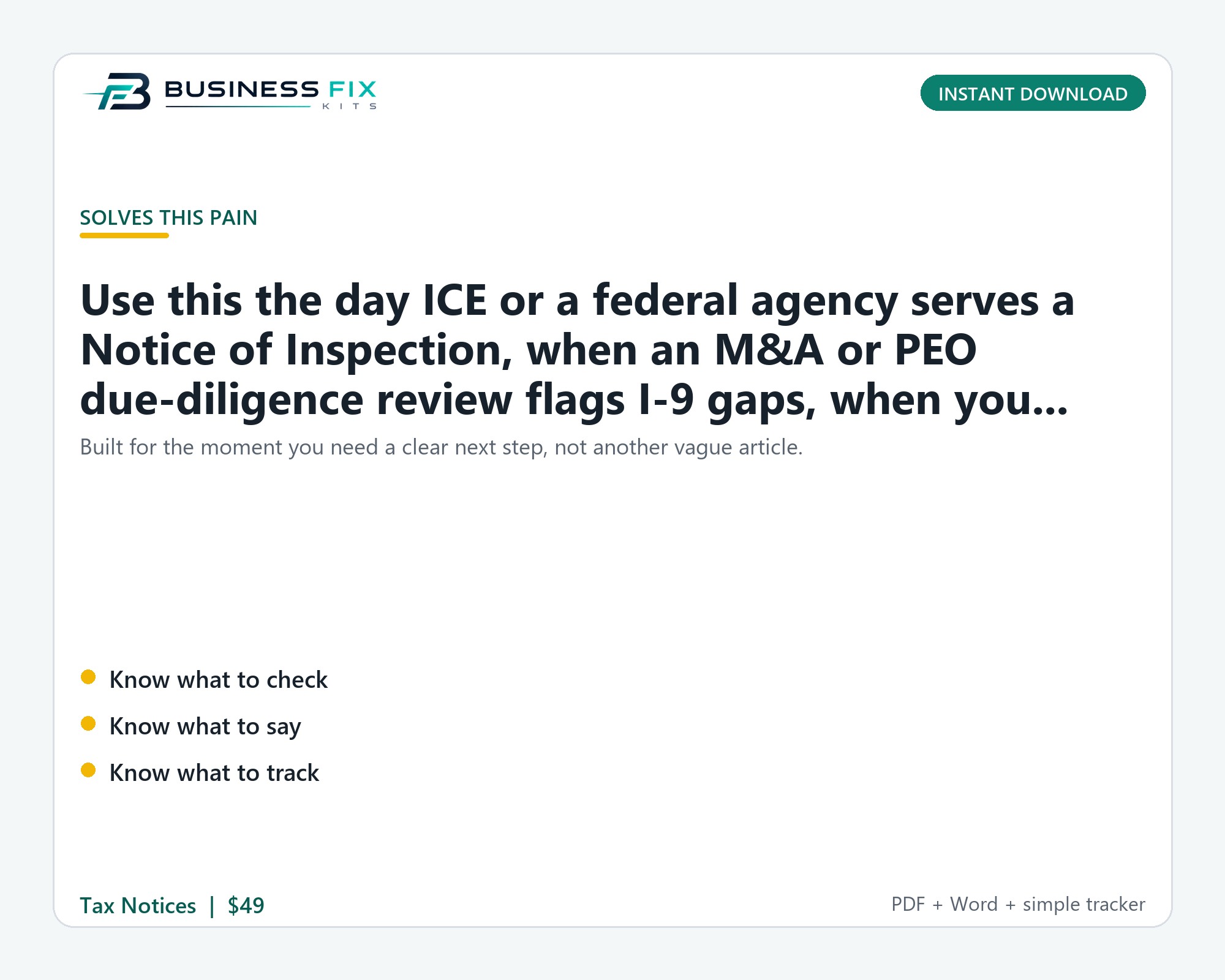 I-9 Audit + Missing Document Cleanup Kit product preview