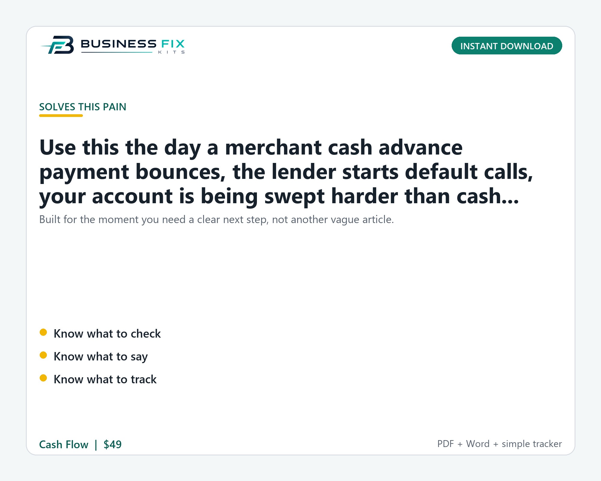 Merchant Cash Advance Default Workout Kit product preview