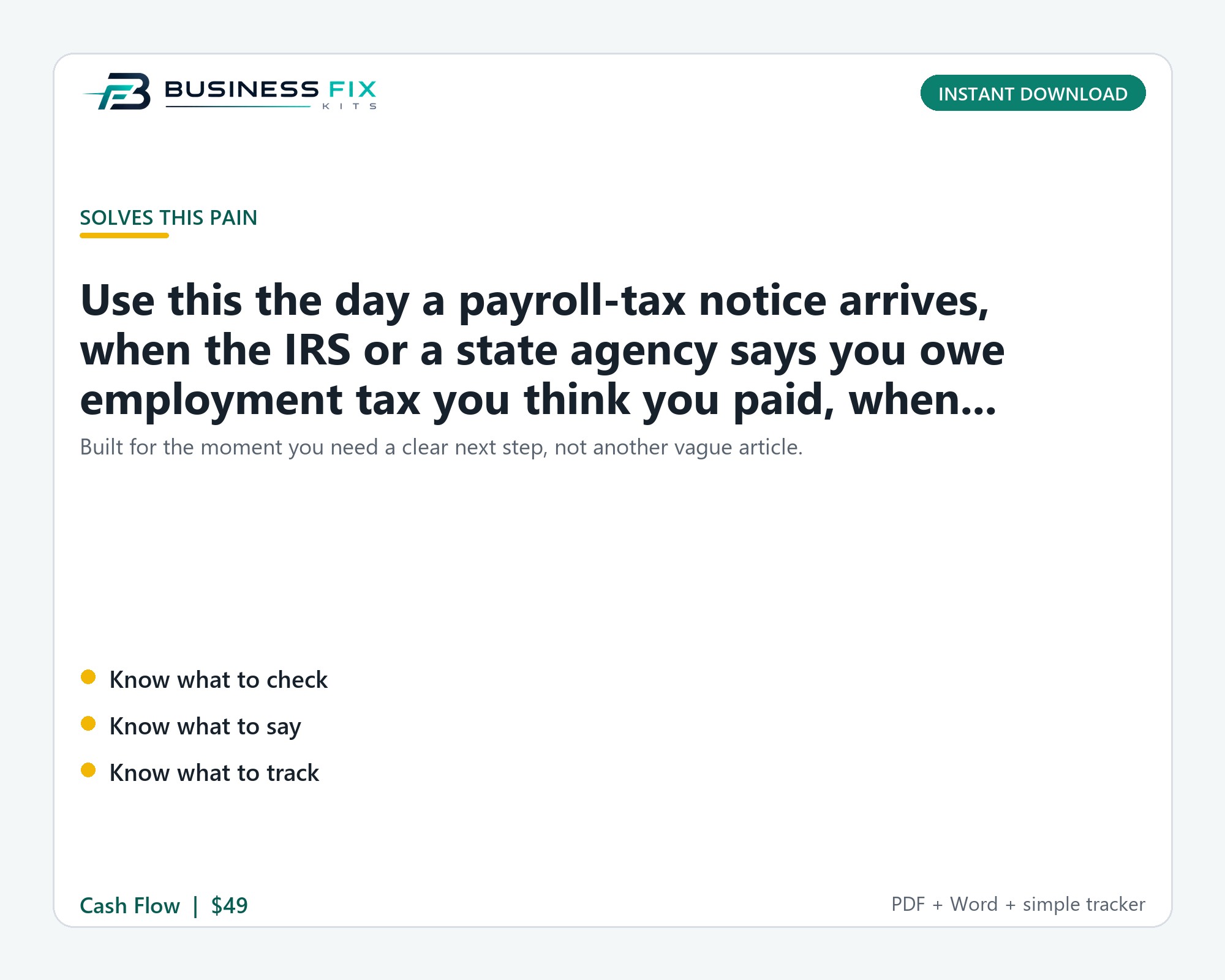 Payroll Tax Notice Response Organizer Kit product preview
