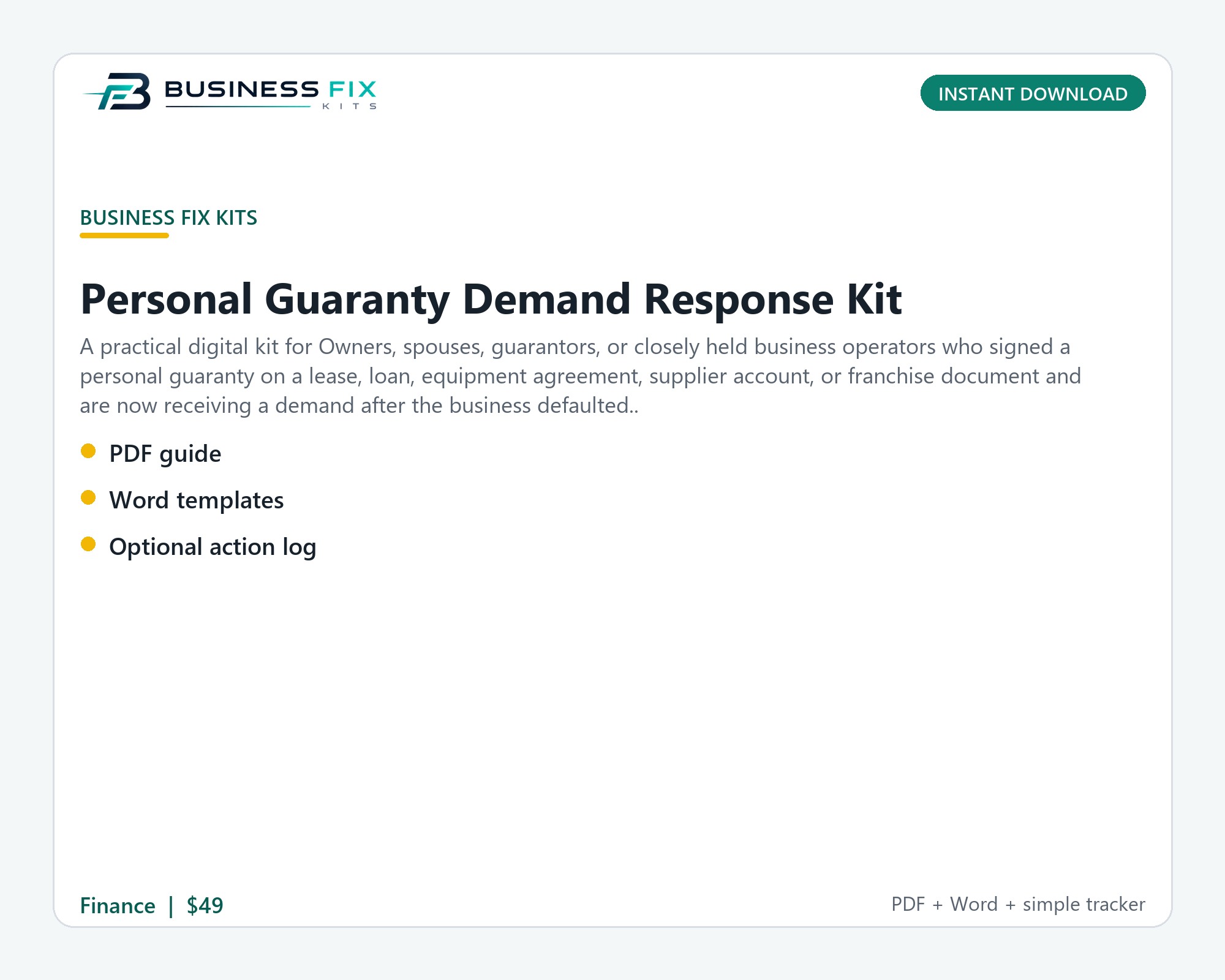 Personal Guaranty Demand Response Kit illustrated overview