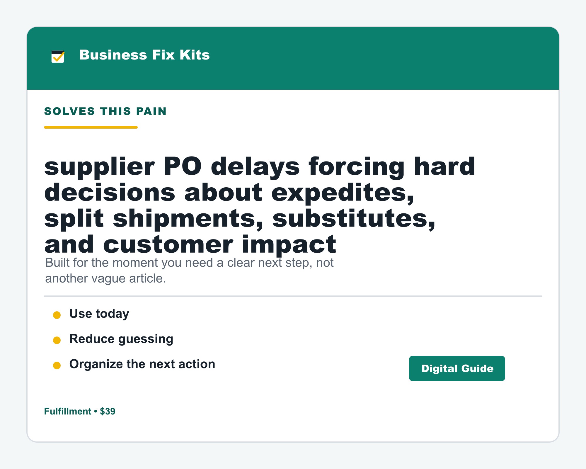 Purchase Order Delay + Reorder Prioritization Kit product photo