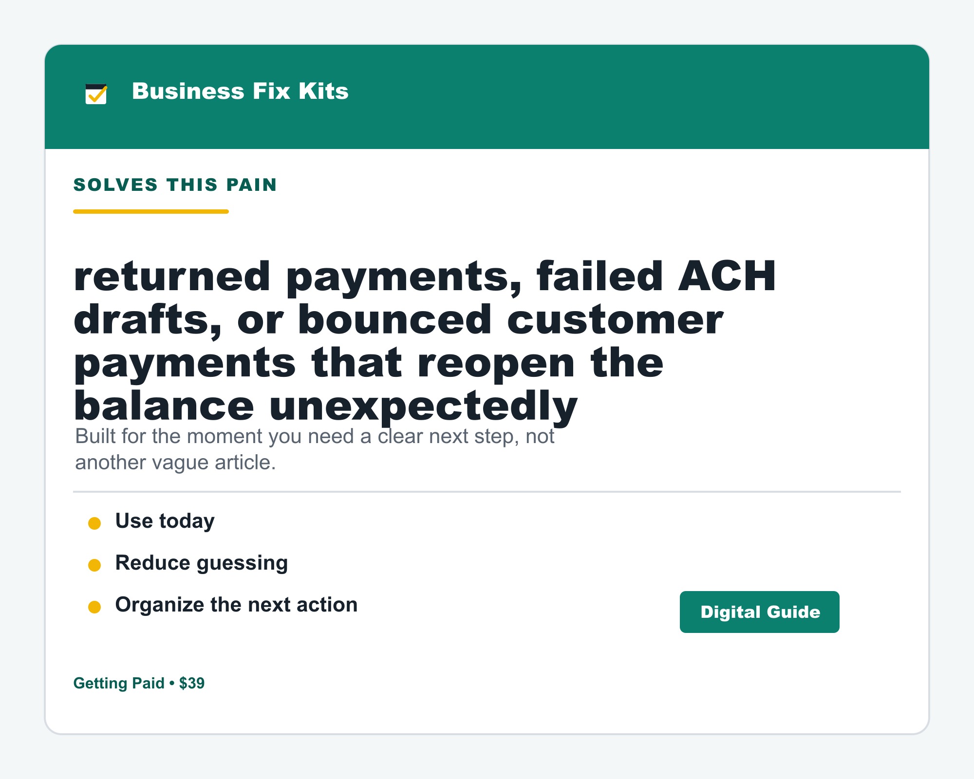 Returned Payment + ACH Recovery Kit product photo