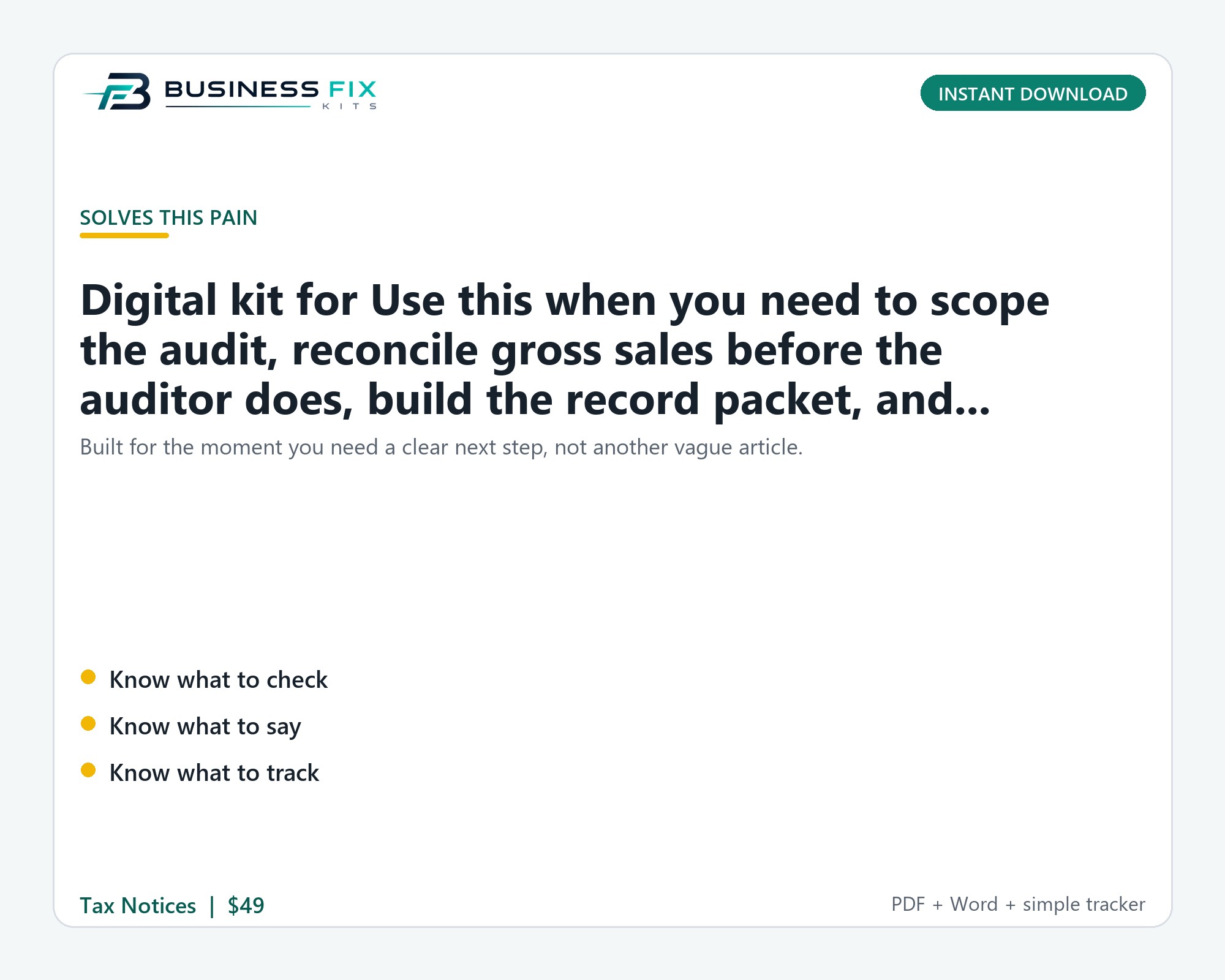 Sales Tax Audit Record Request Response Kit product photo