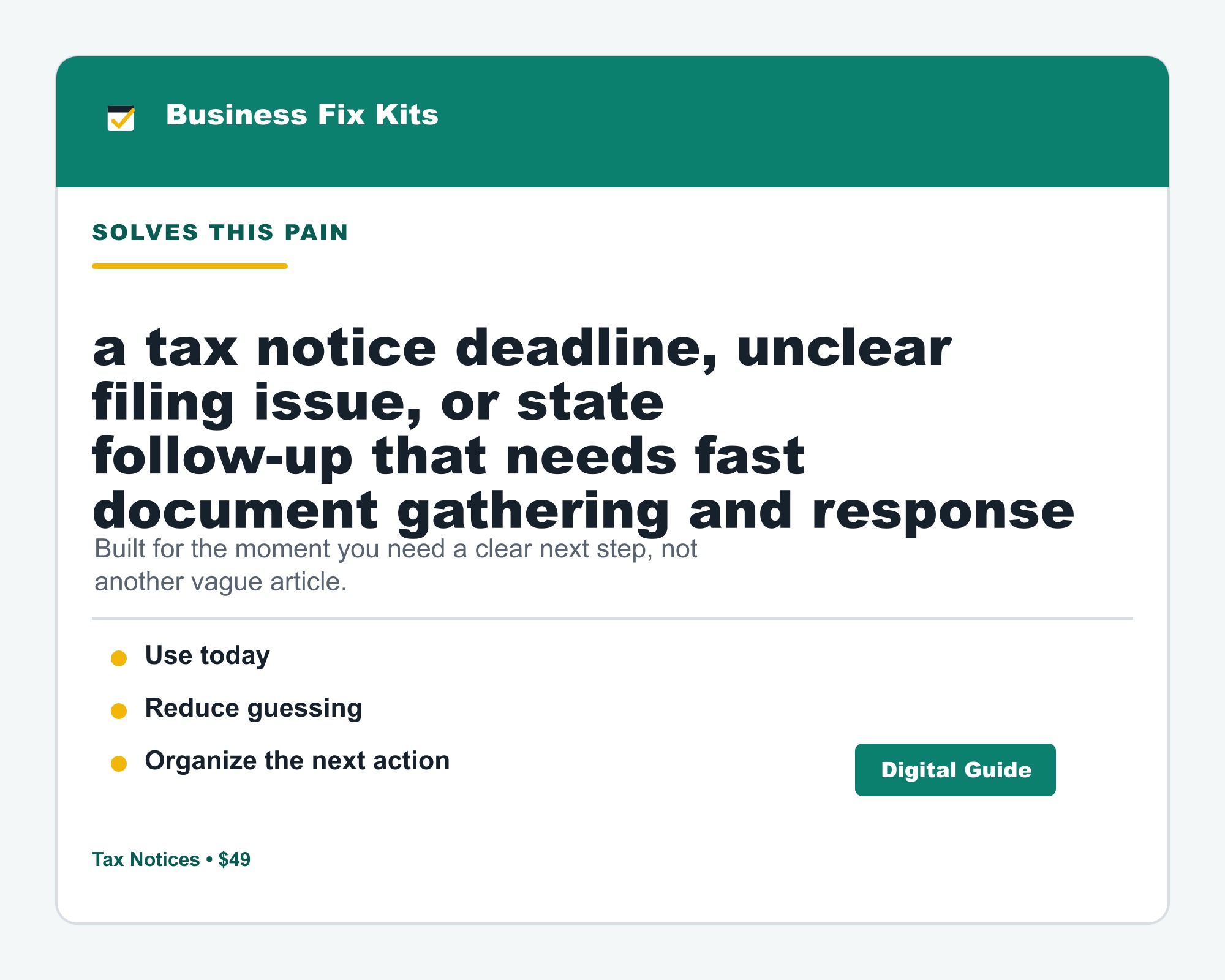 Sales Tax Notice Response Organizer Kit product photo