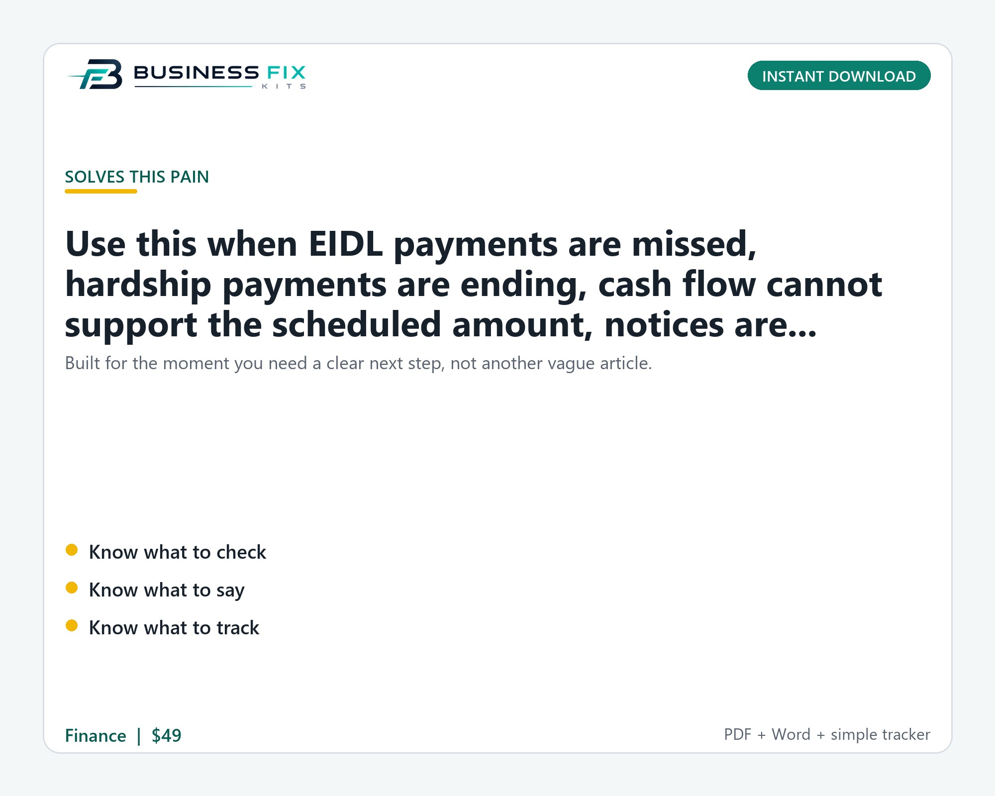 SBA EIDL Hardship and Default Cure Kit product preview