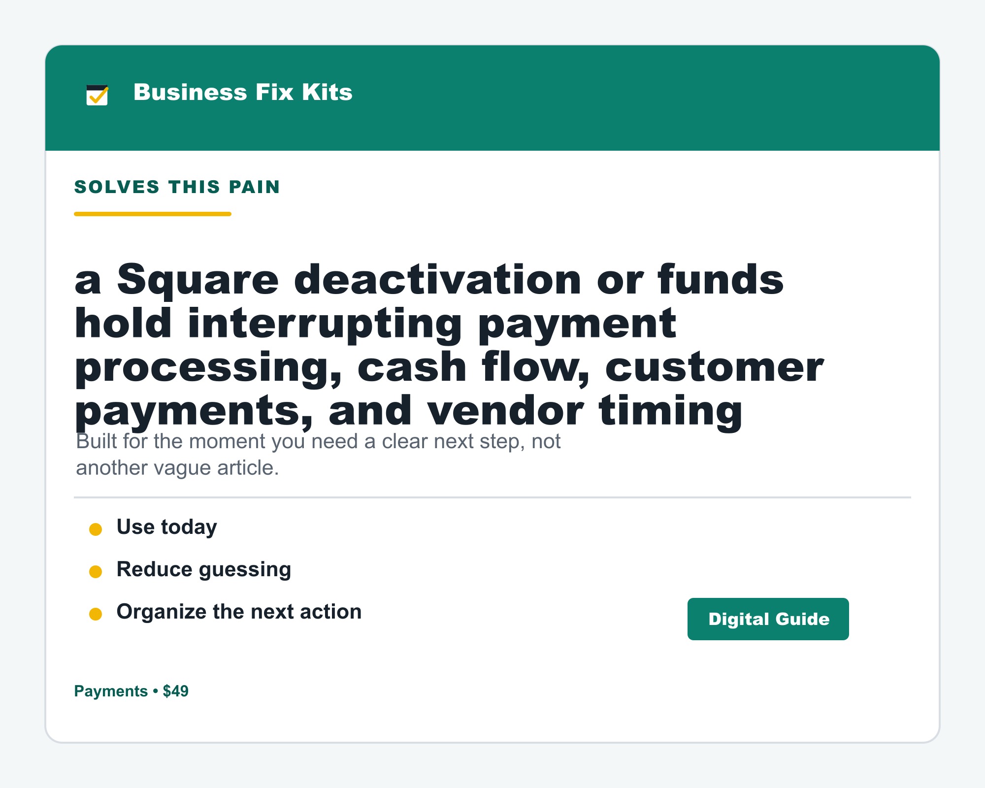 Square Account Deactivation + Funds Hold Response Kit product photo