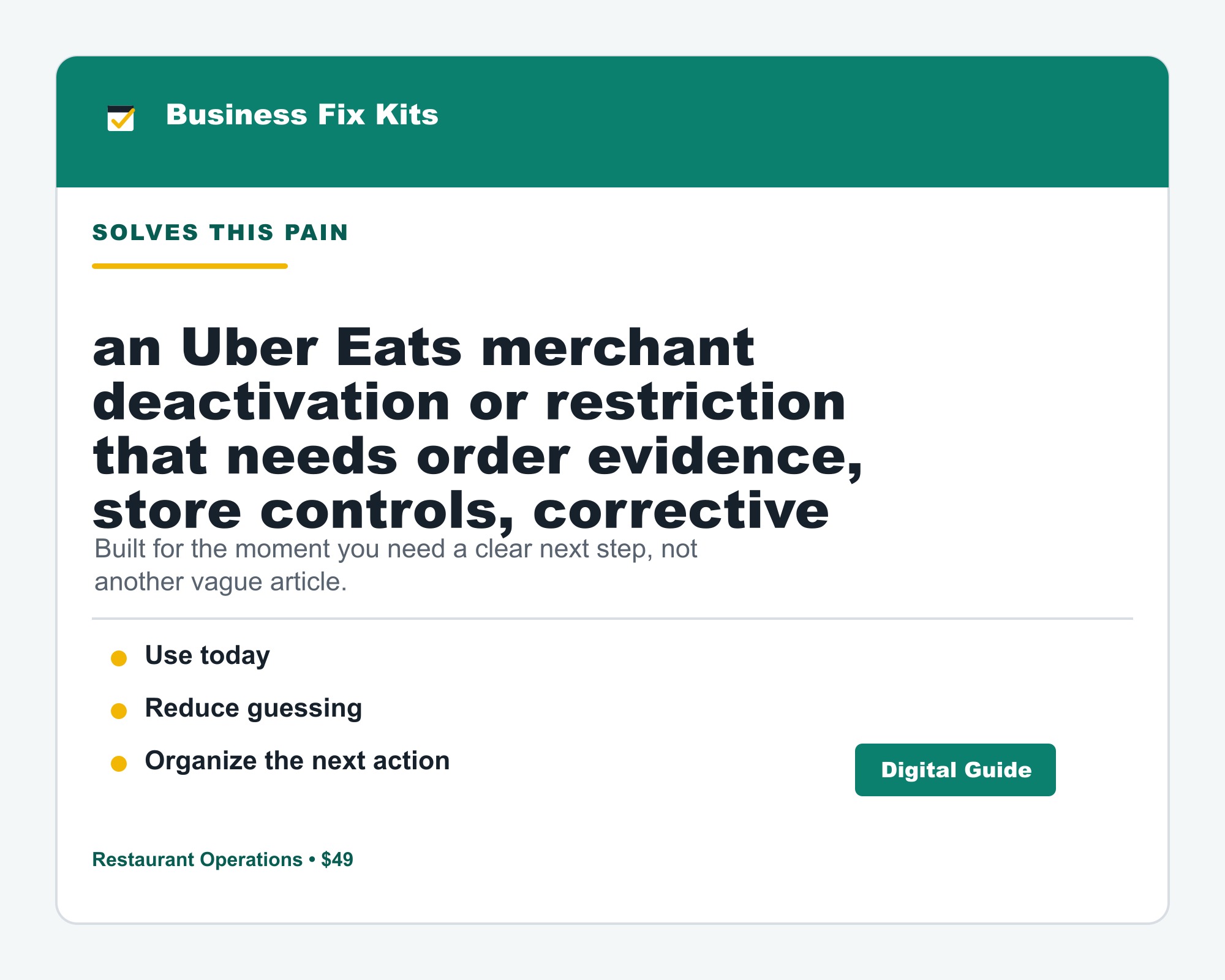 Uber Eats Merchant Deactivation Appeal Kit product photo
