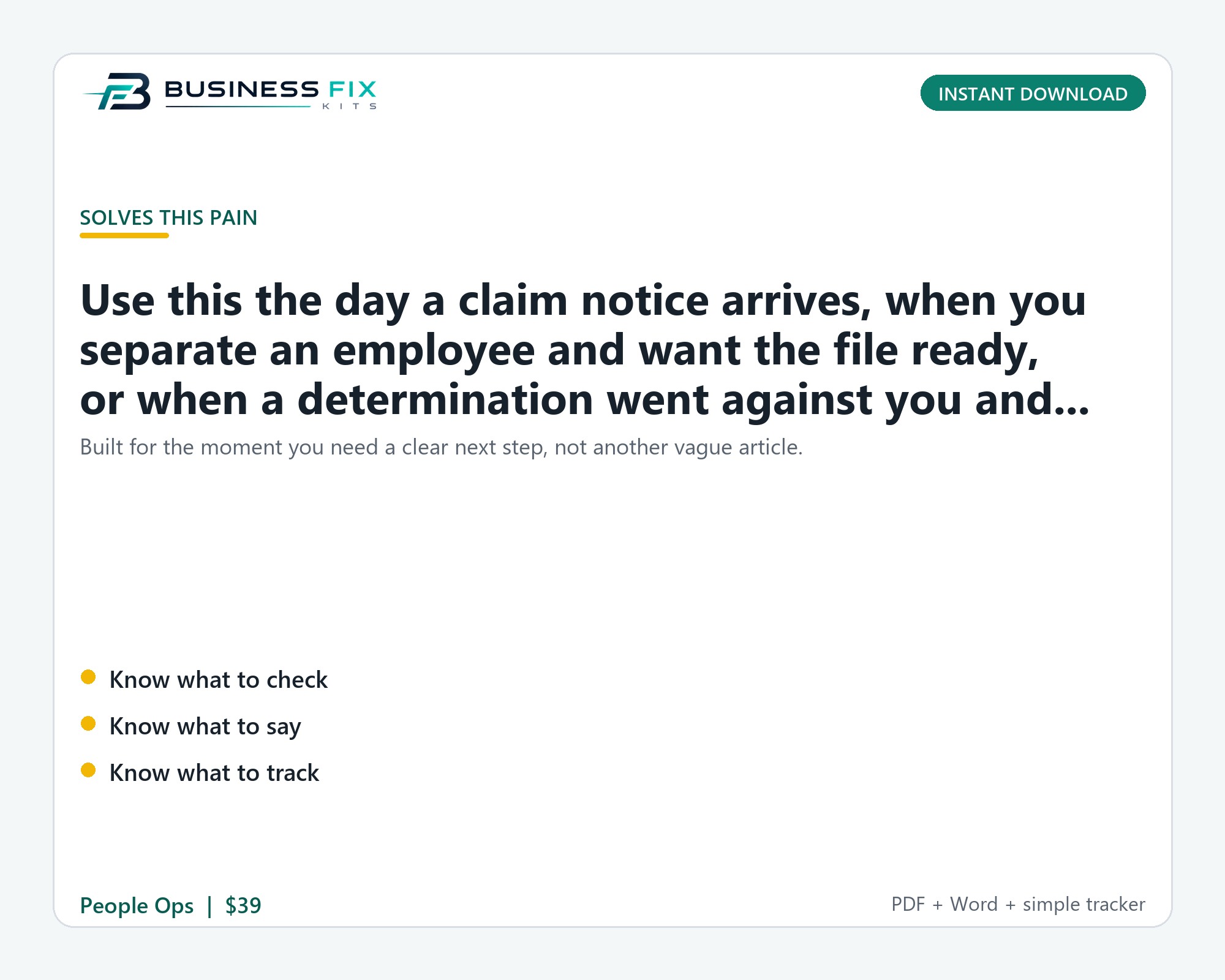Unemployment Claim Response + Separation Documentation Kit product preview