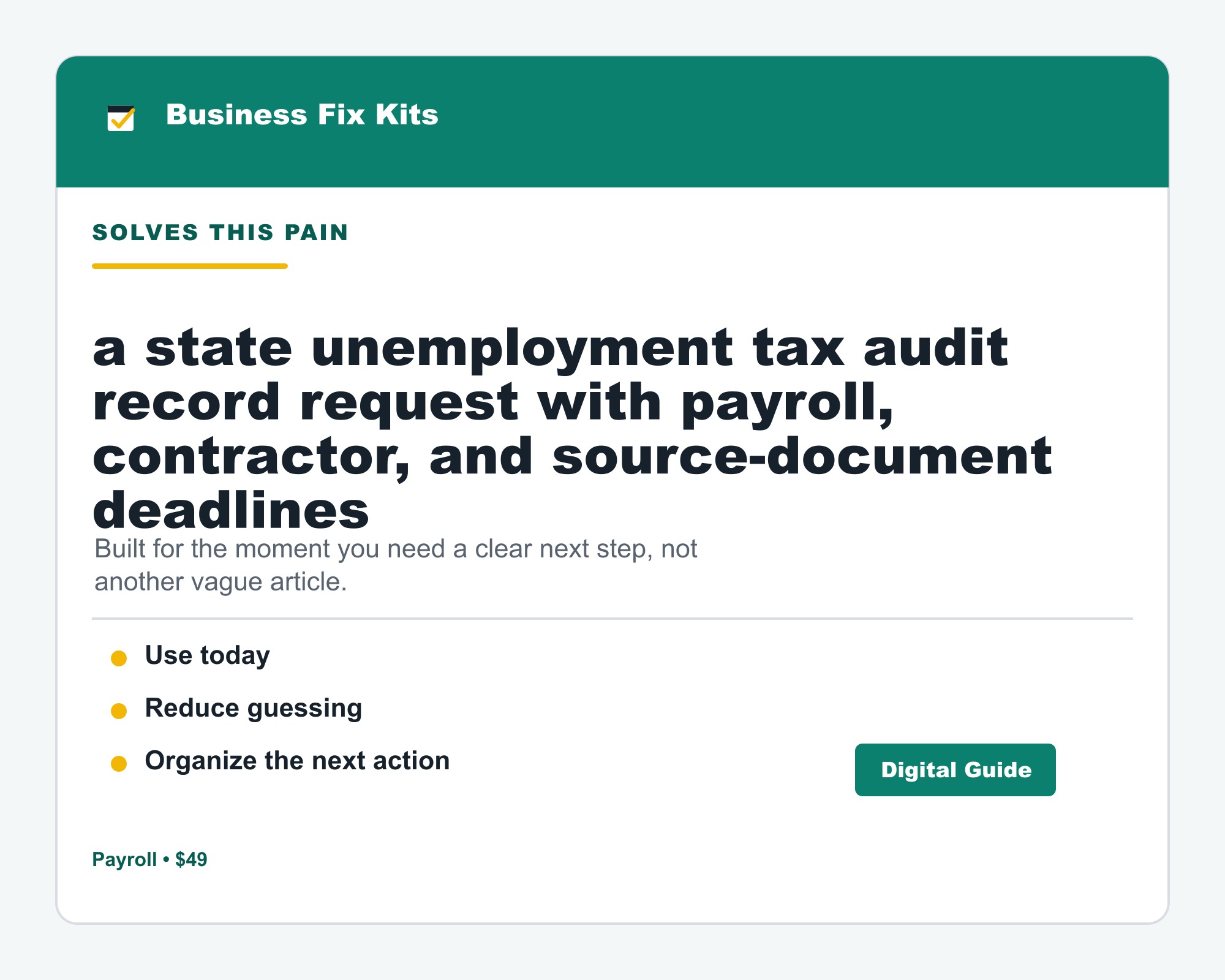 Unemployment Tax Audit Records Response Kit product photo
