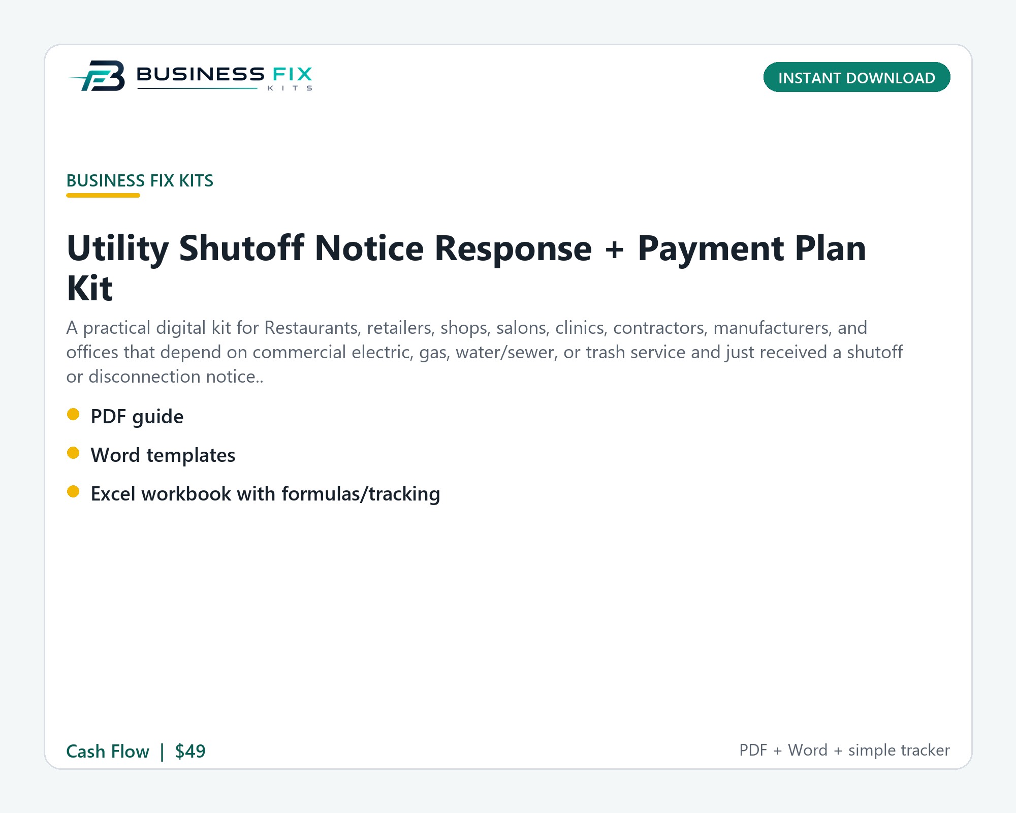 Utility Shutoff Notice Response + Payment Plan Kit illustrated overview