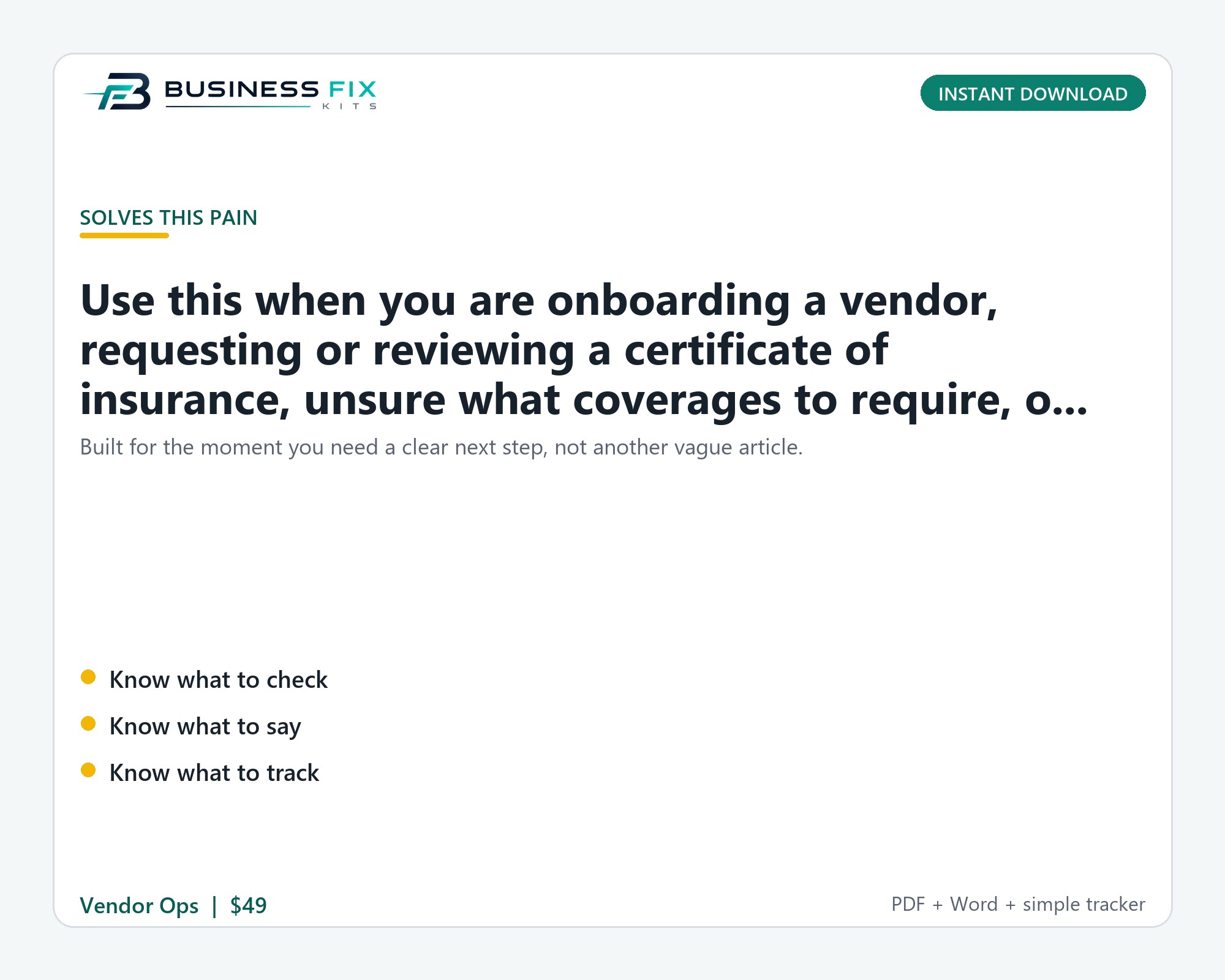 Vendor Certificate of Insurance Request + Expiration Kit product preview