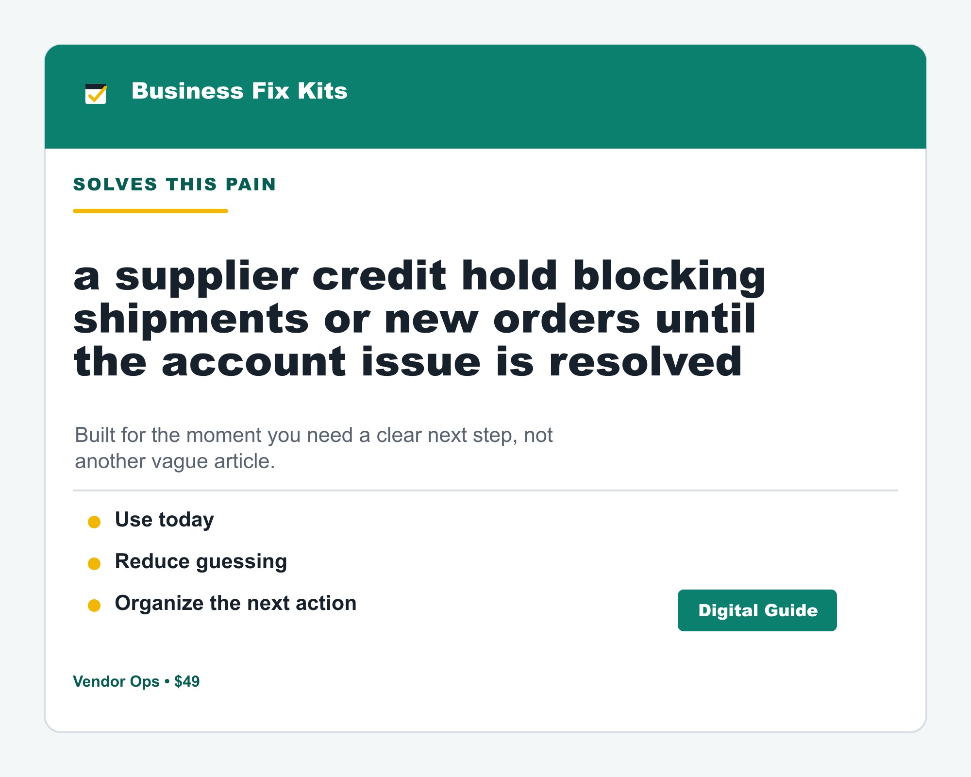Vendor Credit Hold + Release Plan Kit product photo