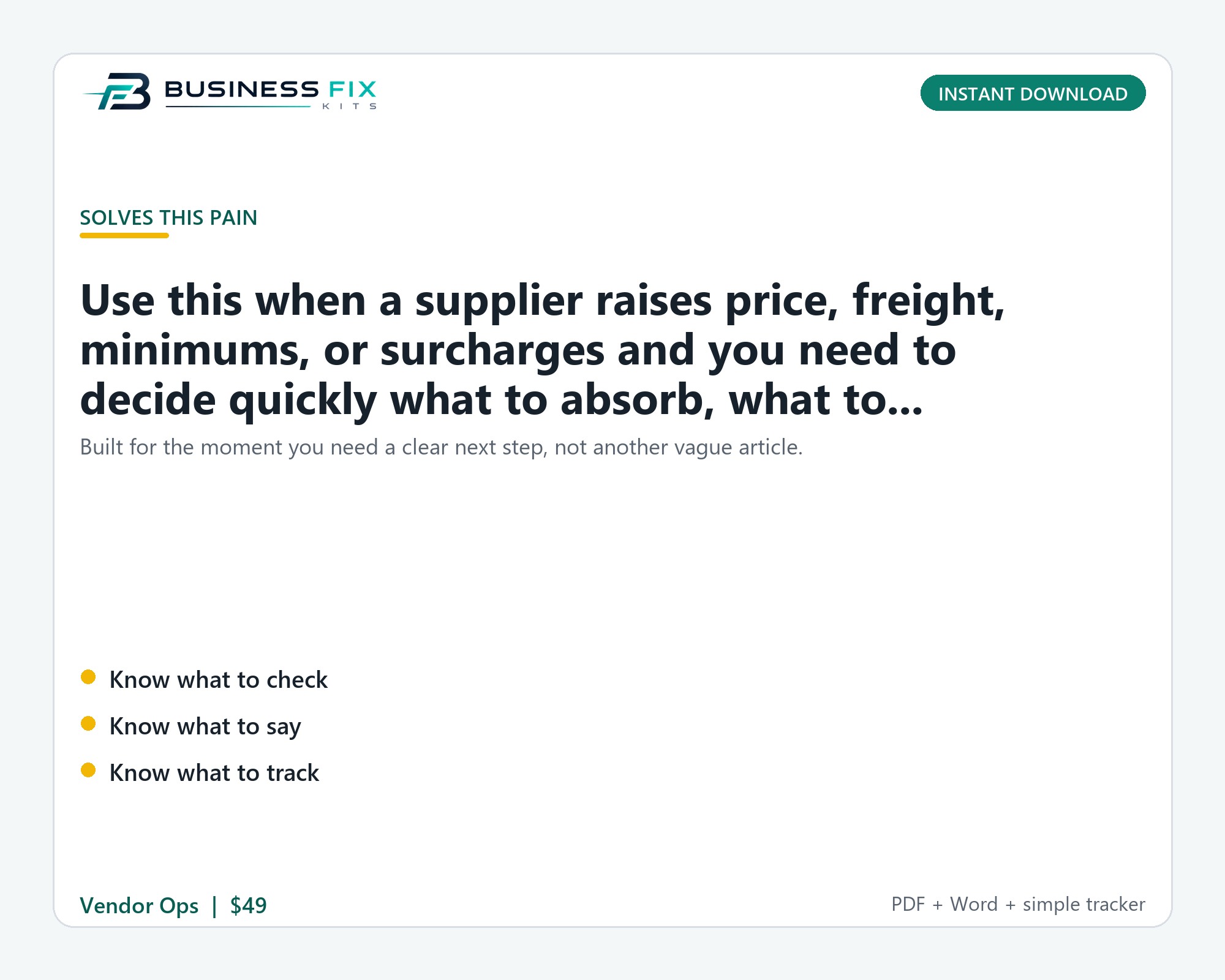 Vendor Price Increase + Pass-Through Negotiation Kit product preview