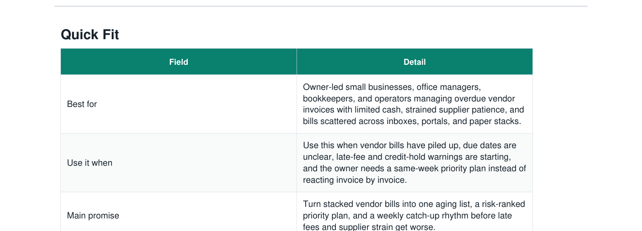 Accounts Payable Aging + Vendor Catch-Up Kit real file preview