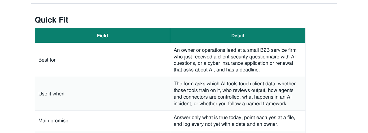 AI Security Questionnaire Answer Kit real file preview
