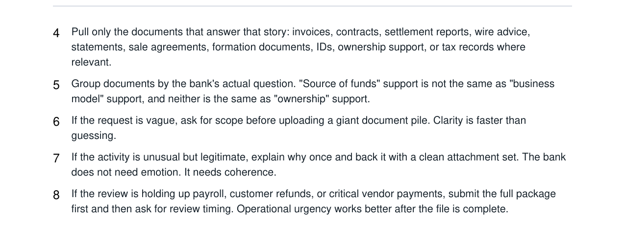 Business Bank Source of Funds Review Response Kit real file preview