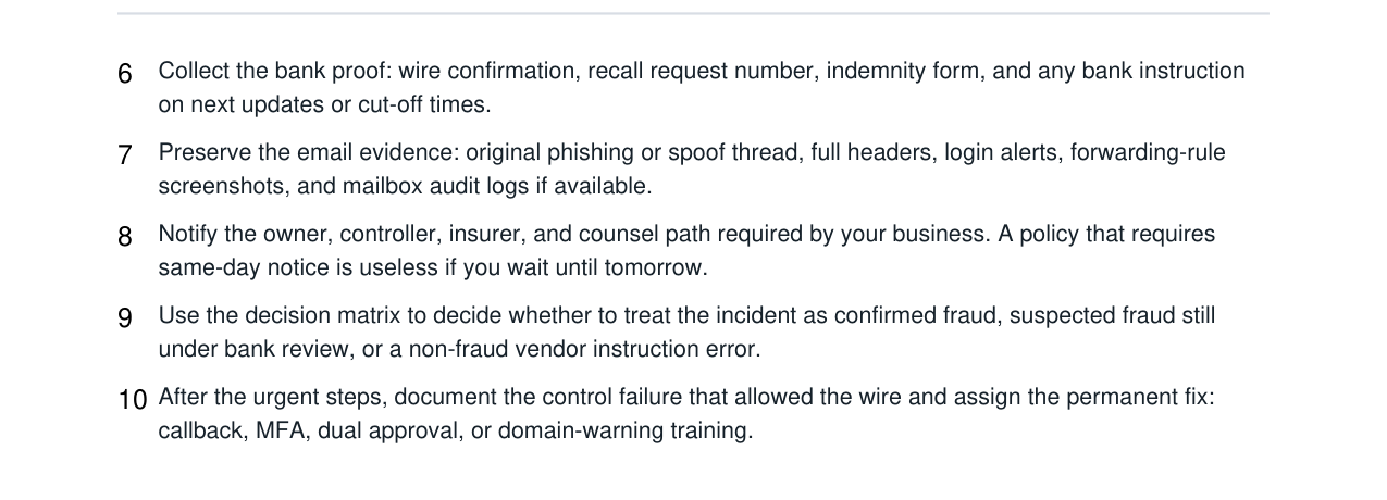 Business Email Compromise Wire Recall Kit real file preview