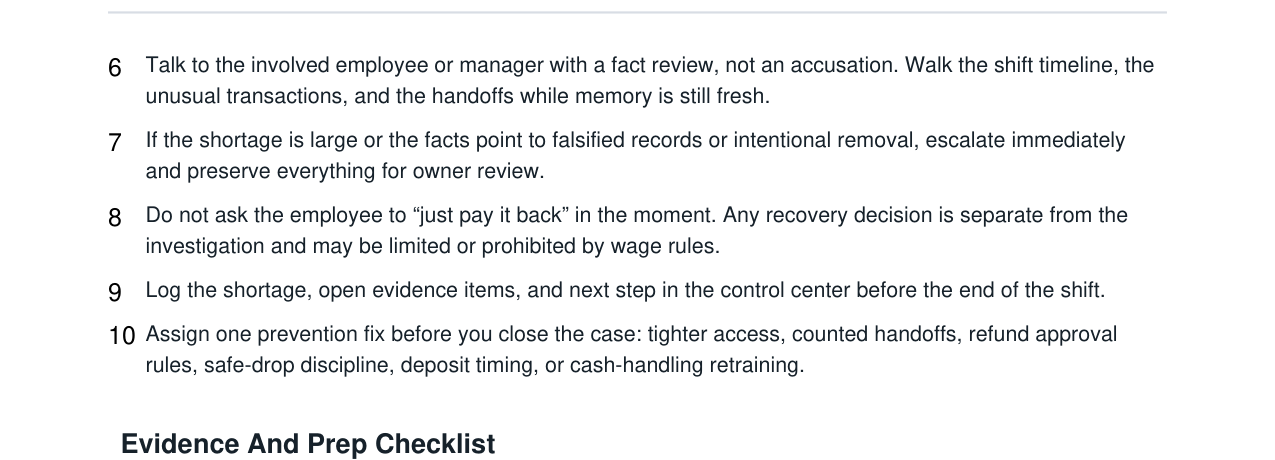 Cash Drawer Shortage Investigation + Recovery Kit real file preview