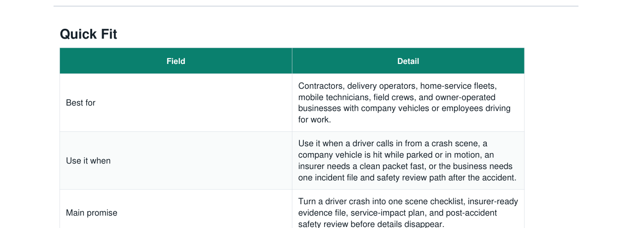 Commercial Fleet Accident Driver Incident Kit real file preview