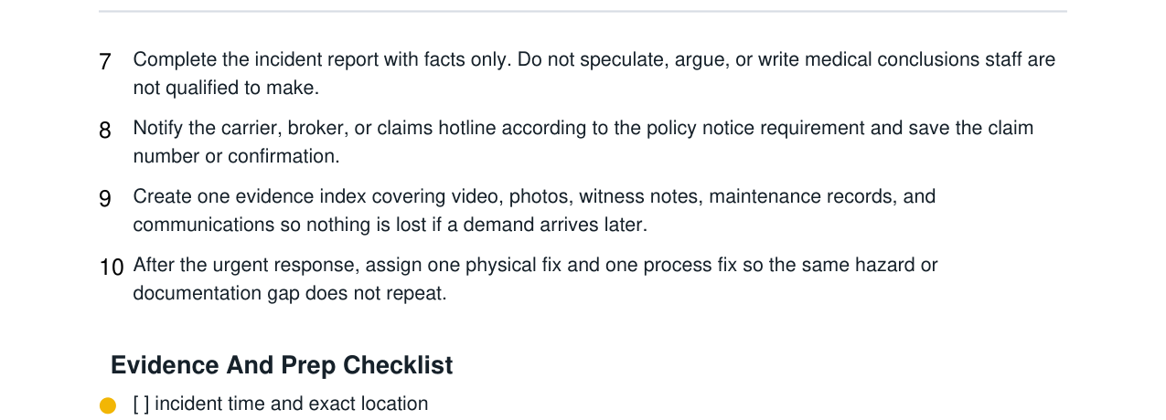 Customer Slip and Fall Incident Insurance Response Kit real file preview