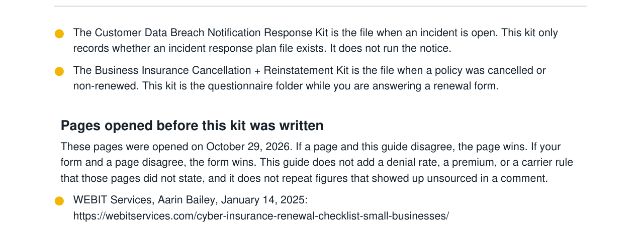 Cyber Insurance Renewal Questionnaire + Evidence Kit real file preview