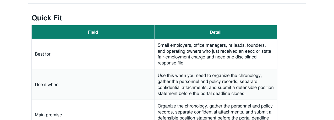 EEOC Charge Position Statement Response Kit real file preview