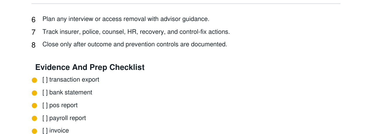 Employee Embezzlement Discovery Response Kit real file preview