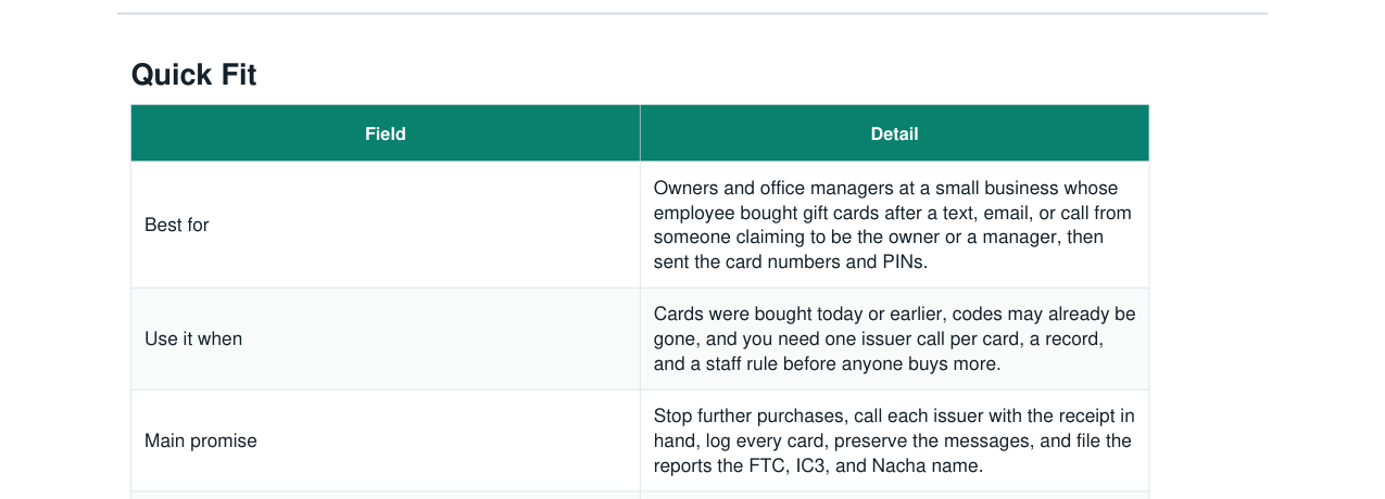 Gift Card Scam Response Kit real file preview