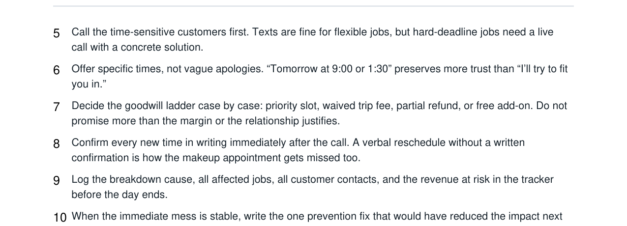 Equipment Breakdown Customer Reschedule + Recovery Kit real file preview