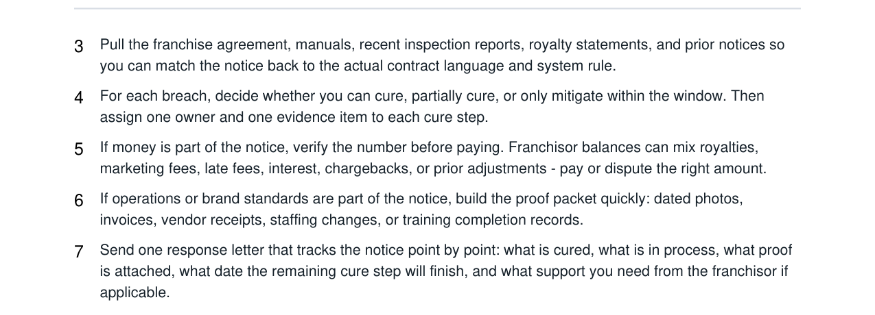 Franchise Default Cure Notice Response Kit real file preview