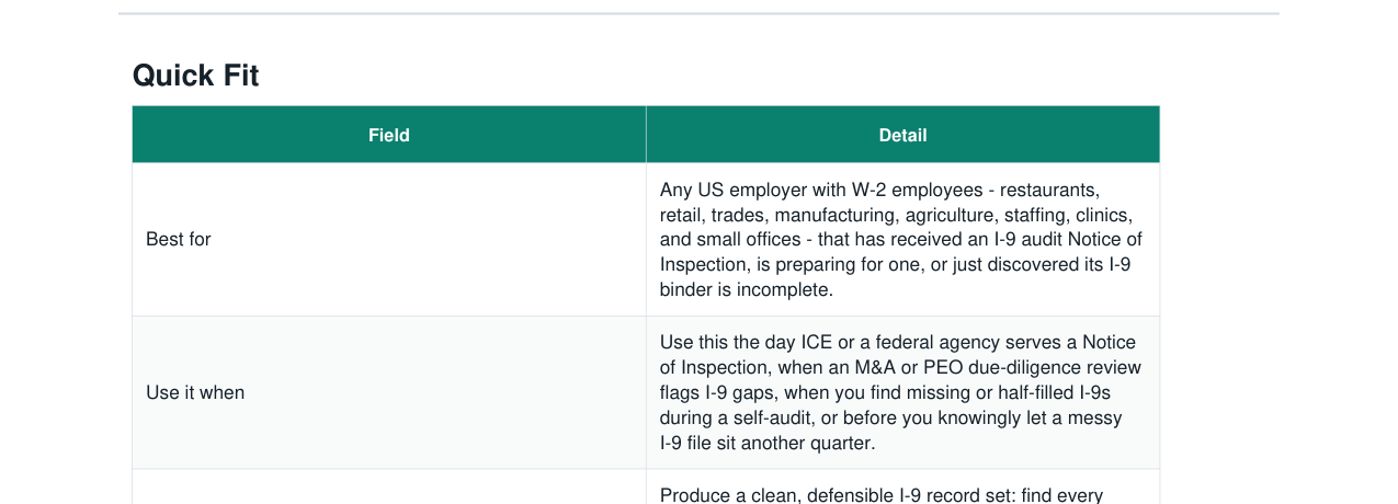 I-9 Audit + Missing Document Cleanup Kit real file preview