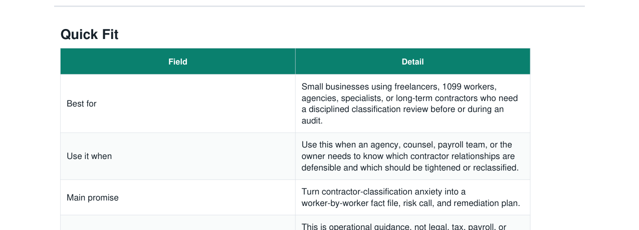 Independent Contractor Misclassification Audit Response Kit real file preview