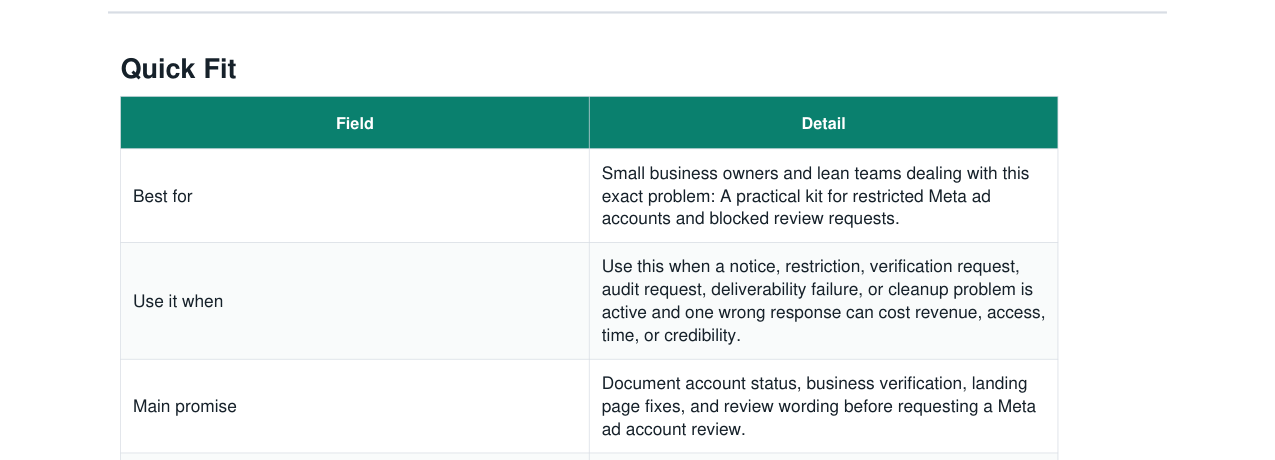 Meta Ad Account Restriction Appeal Kit real file preview