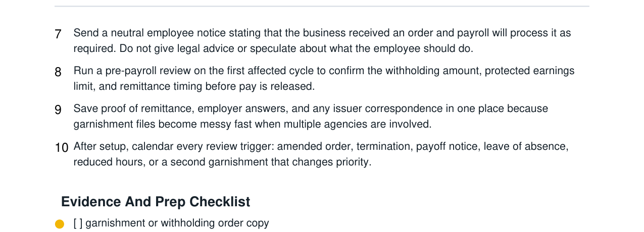Payroll Garnishment Order Processing Response Kit real file preview
