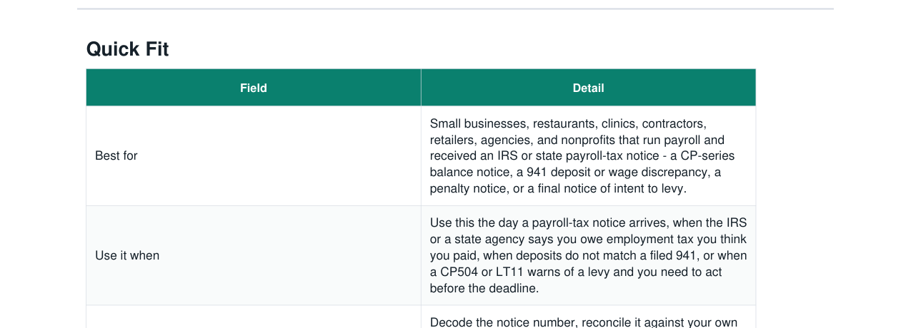 Payroll Tax Notice Response Organizer Kit real file preview