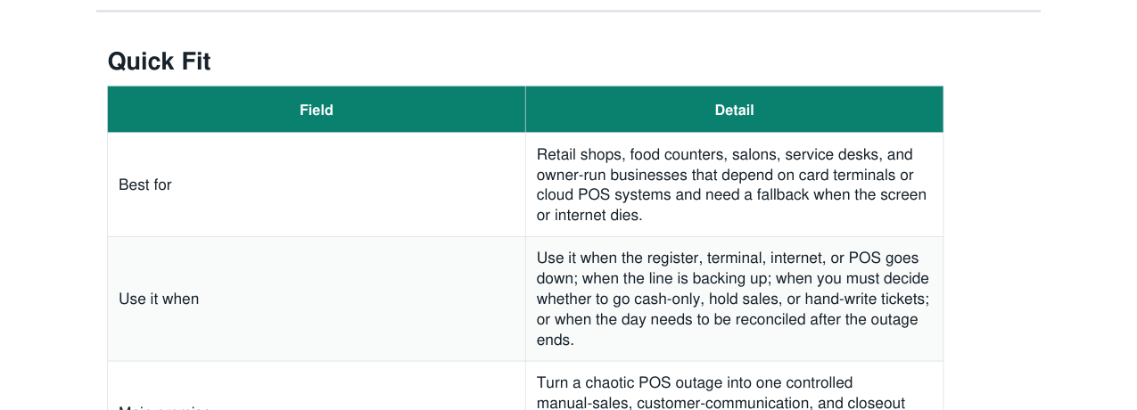 Point Of Sale Outage Cash Only Recovery Kit real file preview