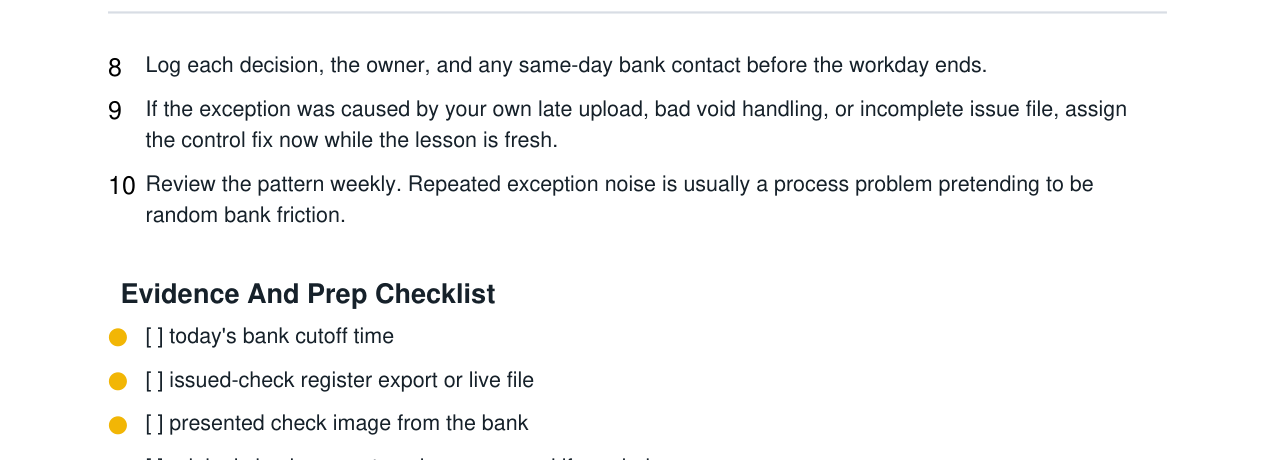 Positive Pay Check Fraud Exception Kit real file preview