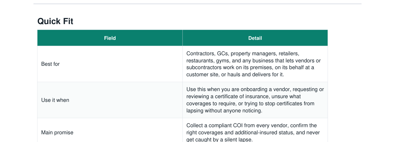 Vendor Certificate of Insurance Request + Expiration Tracker Kit real file preview