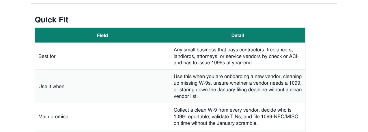 Vendor W-9 Request + 1099 Setup Kit real file preview