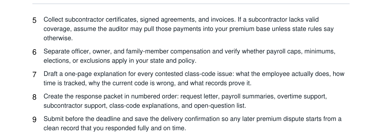 Workers Comp Audit + Payroll Class Code Response Kit real file preview